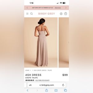Birdy Grey Ash dress. Worn once to a wedding. Size XS.